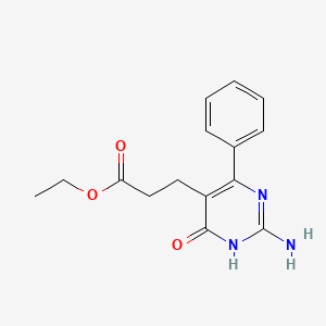 molecular formula C15H17N3O3 B12914760 Ethyl 3-(2-amino-6-oxo-4-phenyl-1,6-dihydropyrimidin-5-yl)propanoate 