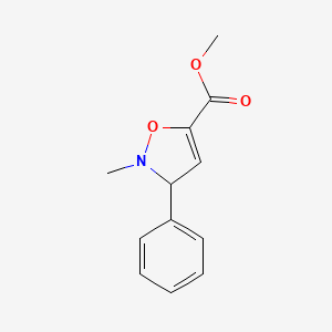 molecular formula C12H13NO3 B12914774 5-Isoxazolecarboxylic acid, 2,3-dihydro-2-methyl-3-phenyl-, methyl ester CAS No. 87352-10-1