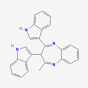 molecular formula C26H20N4 B12914839 3-(1H-Indol-3-yl)-2-(3H-indol-3-ylidene)-4-methyl-2,3-dihydro-1H-1,5-benzodiazepine CAS No. 96090-25-4