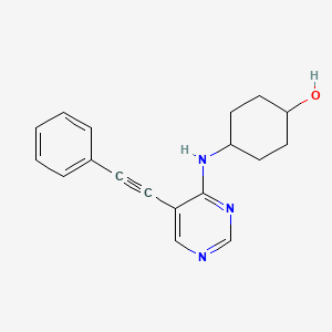 molecular formula C18H19N3O B12914982 Cyclohexanol, 4-[[5-(phenylethynyl)-4-pyrimidinyl]amino]-, trans- CAS No. 393855-73-7