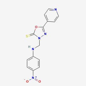 1,3,4-Oxadiazole-2(3H)-thione, 3-(((4-nitrophenyl)amino)methyl)-5-(4-pyridinyl)-