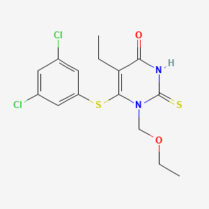 molecular formula C15H16Cl2N2O2S2 B12915005 1-EtOMe-6diClPhS-5Et2thio U CAS No. 144410-25-3