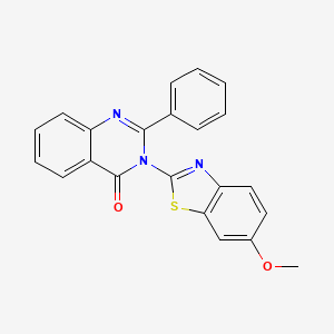 molecular formula C22H15N3O2S B12915007 3-(6-methoxybenzo[d]thiazol-2-yl)-2-phenylquinazolin-4(3H)-one CAS No. 82450-45-1