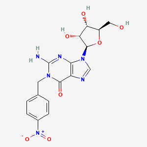 molecular formula C17H18N6O7 B12915167 1-[(4-Nitrophenyl)methyl]guanosine CAS No. 88158-16-1