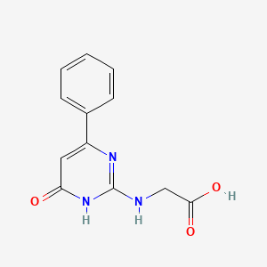 molecular formula C12H11N3O3 B12915303 N-(4-Oxo-6-phenyl-1,4-dihydropyrimidin-2-yl)glycine CAS No. 651720-45-5