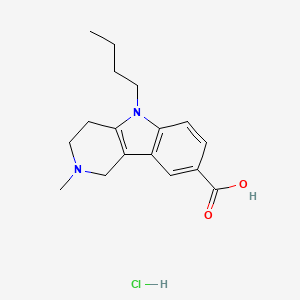 molecular formula C17H23ClN2O2 B12915340 5H-Pyrido(4,3-b)indole-8-carboxylic acid, 1,2,3,4-tetrahydro-5-butyl-2-methyl-, hydrochloride CAS No. 40431-43-4