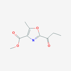 molecular formula C9H11NO4 B12915408 Methyl 5-methyl-2-propanoyl-1,3-oxazole-4-carboxylate CAS No. 61183-13-9