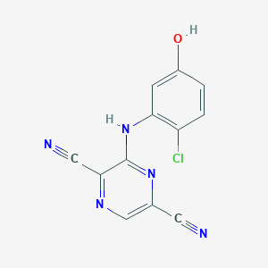 molecular formula C12H6ClN5O B12915428 3-(2-Chloro-5-hydroxyanilino)pyrazine-2,5-dicarbonitrile CAS No. 918410-43-2