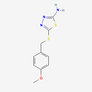 molecular formula C10H11N3OS2 B12915469 1,3,4-Thiadiazol-2-amine, 5-[[(4-methoxyphenyl)methyl]thio]- CAS No. 110076-50-1