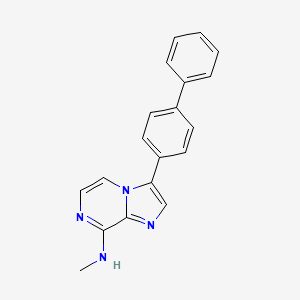 molecular formula C19H16N4 B12915537 Imidazo[1,2-a]pyrazin-8-amine, 3-[1,1'-biphenyl]-4-yl-N-methyl- CAS No. 787590-99-2