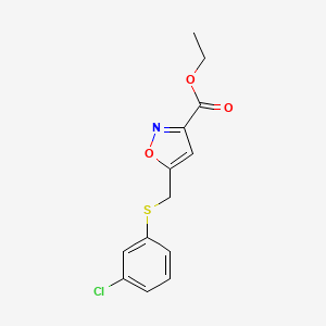 molecular formula C13H12ClNO3S B12915552 Ethyl 5-{[(3-chlorophenyl)sulfanyl]methyl}-1,2-oxazole-3-carboxylate CAS No. 823219-86-9