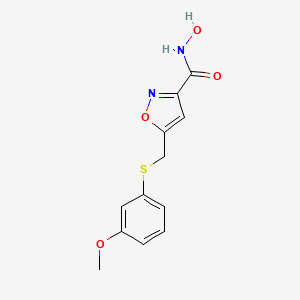 molecular formula C12H12N2O4S B12915574 3-Isoxazolecarboxamide, N-hydroxy-5-[[(3-methoxyphenyl)thio]methyl]- CAS No. 823220-05-9