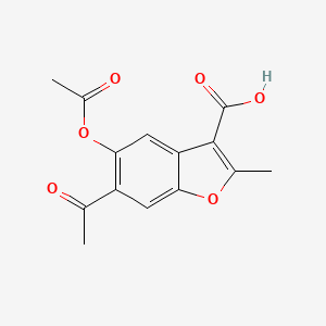 molecular formula C14H12O6 B12915620 6-Acetyl-5-(acetyloxy)-2-methyl-1-benzofuran-3-carboxylic acid CAS No. 63529-87-3