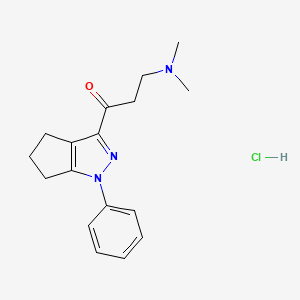 molecular formula C17H22ClN3O B12915699 1-Propanone, 1-(1,4,5,6-tetrahydro-1-phenyl-3-cyclopentapyrazolyl)-3-(dimethylamino)-, monohydrochloride CAS No. 21484-30-0