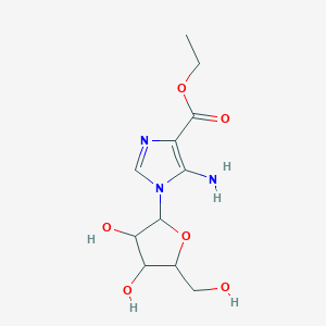 molecular formula C11H17N3O6 B12915720 Ethyl 5-amino-1-(3,4-dihydroxy-5-(hydroxymethyl)tetrahydrofuran-2-yl)-1H-imidazole-4-carboxylate CAS No. 61134-00-7