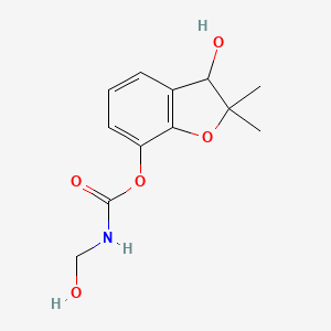 molecular formula C12H15NO5 B12915726 (3-hydroxy-2,2-dimethyl-3H-1-benzofuran-7-yl) N-(hydroxymethyl)carbamate CAS No. 17781-14-5