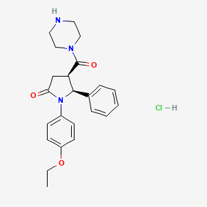 molecular formula C23H28ClN3O3 B12915773 Piperazine, 1-((1-(4-ethoxyphenyl)-5-oxo-2-phenyl-3-pyrrolidinyl)carbonyl)-, hydrochloride, cis- CAS No. 38123-83-0