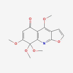 molecular formula C15H15NO6 B12915785 Furo[2,3-b]quinolin-5(8H)-one, 4,7,8,8-tetramethoxy- CAS No. 632335-15-0