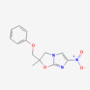 molecular formula C13H13N3O4 B12915814 2-Methyl-6-nitro-2-(phenoxymethyl)-2,3-dihydroimidazo[2,1-b][1,3]oxazole CAS No. 923013-53-0