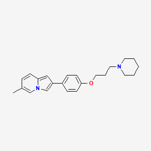 molecular formula C23H28N2O B12915836 6-Methyl-2-(4-(3-(piperidin-1-yl)propoxy)phenyl)indolizine CAS No. 592466-60-9