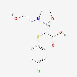 2-((4-Chlorophenyl)thio)-2-(3-(2-hydroxyethyl)oxazolidin-2-yl)acetic acid