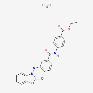 molecular formula C24H23N3O6 B12915946 Ethyl 4-(3-(methyl(2-oxobenzo[d]oxazol-3(2H)-yl)amino)benzamido)benzoate hydrate 