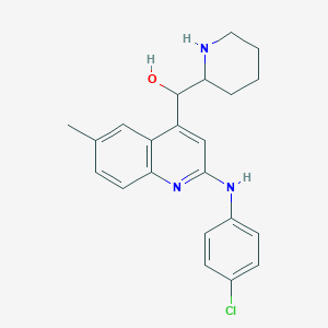 molecular formula C22H24ClN3O B12916181 (2-((4-Chlorophenyl)amino)-6-methylquinolin-4-yl)(piperidin-2-yl)methanol CAS No. 50503-69-0