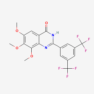 molecular formula C19H14F6N2O4 B12916217 2-(3,5-Bis(trifluoromethyl)phenyl)-6,7,8-trimethoxyquinazolin-4(1H)-one CAS No. 228119-09-3