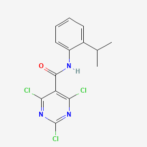 molecular formula C14H12Cl3N3O B12916230 2,4,6-Trichloro-N-[2-(propan-2-yl)phenyl]pyrimidine-5-carboxamide CAS No. 87848-01-9