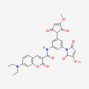 7-(Diethylamino)-N-(3-(3-methoxy-2,5-dioxo-2,5-dihydro-1H-pyrrol-1-yl)-5-(3-methoxy-2,5-dioxocyclopent-3-en-1-yl)phenyl)-2-oxo-2H-chromene-3-carboxamide