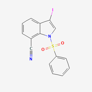 molecular formula C15H9IN2O2S B12916286 3-Iodo-1-(phenylsulfonyl)-1H-indole-7-carbonitrile CAS No. 882562-69-8