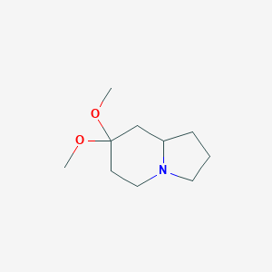 molecular formula C10H19NO2 B12916292 7,7-Dimethoxyoctahydroindolizine CAS No. 62240-40-8