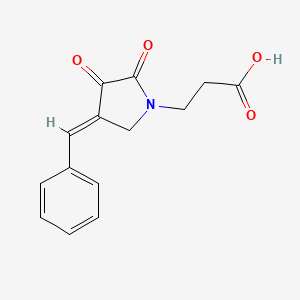 molecular formula C14H13NO4 B12916376 3-(4-Benzylidene-2,3-dioxopyrrolidin-1-yl)propanoic acid CAS No. 76628-83-6