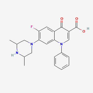 molecular formula C22H22FN3O3 B12916425 3-Quinolinecarboxylic acid, 7-(3,5-dimethyl-1-piperazinyl)-6-fluoro-1,4-dihydro-4-oxo-1-phenyl- CAS No. 164662-44-6