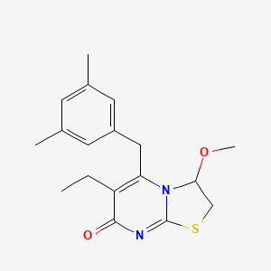 7H-Thiazolo(3,2-a)pyrimidin-7-one, 5-((3,5-dimethylphenyl)methyl)-6-ethyl-2,3-dihydro-3-methoxy-