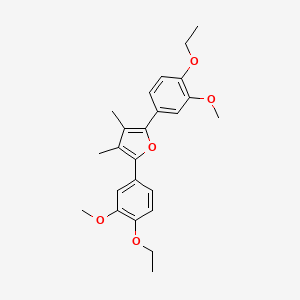 molecular formula C24H28O5 B12916532 Furan, 2,5-bis(4-ethoxy-3-methoxyphenyl)-3,4-dimethyl- CAS No. 749-33-7