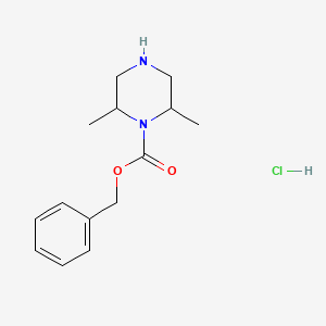molecular formula C14H21ClN2O2 B1291655 Benzyl 2,6-dimethylpiperazine-1-carboxylate hydrochloride CAS No. 1187931-10-7