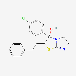 molecular formula C19H19ClN2OS B12916570 3-(4-Chlorophenyl)-2,3,5,6-tetrahydro-2-(2-phenylethyl)imidazo(2,1-b)thiazol-3-ol CAS No. 86346-78-3