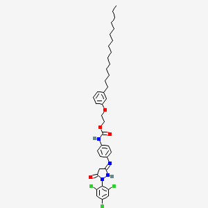 molecular formula C39H49Cl3N4O4 B12916771 2-(3-Pentadecylphenoxy)ethyl (4-((4,5-dihydro-5-oxo-1-(2,4,6-trichlorophenyl)-1H-pyrazol-3-yl)amino)phenyl)carbamate CAS No. 33899-51-3