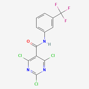 molecular formula C12H5Cl3F3N3O B12916804 2,4,6-Trichloro-N-(3-(trifluoromethyl)phenyl)pyrimidine-5-carboxamide CAS No. 87848-00-8