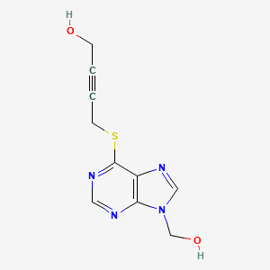 molecular formula C10H10N4O2S B12916832 4-{[9-(Hydroxymethyl)-9h-purin-6-yl]sulfanyl}but-2-yn-1-ol CAS No. 52185-93-0