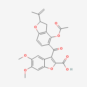 molecular formula C25H22O9 B12916858 3-[4-(Acetyloxy)-2-(prop-1-en-2-yl)-2,3-dihydro-1-benzofuran-5-carbonyl]-5,6-dimethoxy-1-benzofuran-2-carboxylic acid CAS No. 5532-32-1