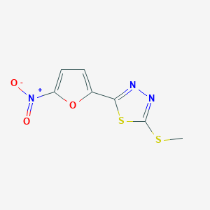 molecular formula C7H5N3O3S2 B12916940 1,3,4-Thiadiazole, 2-(methylthio)-5-(5-nitro-2-furanyl)- CAS No. 3237-63-6