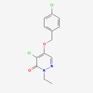 molecular formula C13H12Cl2N2O2 B12917048 4-Chloro-5-[(4-chlorophenyl)methoxy]-2-ethylpyridazin-3(2H)-one CAS No. 88093-93-0