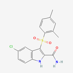 molecular formula C17H15ClN2O3S B12917077 1H-Indole-2-carboxamide, 5-chloro-3-[(2,4-dimethylphenyl)sulfonyl]- CAS No. 540740-92-9