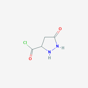 molecular formula C4H5ClN2O2 B12917084 5-Oxopyrazolidine-3-carbonyl chloride CAS No. 64186-71-6