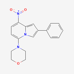 molecular formula C18H17N3O3 B12917091 4-(8-Nitro-2-phenylindolizin-5-yl)morpholine CAS No. 66186-56-9