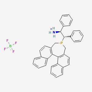 molecular formula C36H31BF4NP B12917103 [(1S,2S)-1,2-diphenyl-2-(13-phosphapentacyclo[13.8.0.02,11.03,8.018,23]tricosa-1(15),2(11),3,5,7,9,16,18,20,22-decaen-13-yl)ethyl]azanium;tetrafluoroborate 