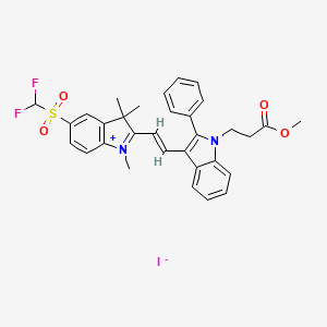 molecular formula C32H31F2IN2O4S B12917108 5-((Difluoromethyl)sulphonyl)-2-(2-(1-(3-methoxy-3-oxopropyl)-2-phenyl-1H-indol-3-yl)vinyl)-1,3,3-trimethyl-3H-indolium iodide CAS No. 85050-04-0