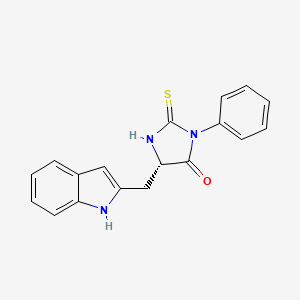 molecular formula C18H15N3OS B12917159 (S)-5-((1H-Indol-2-yl)methyl)-3-phenyl-2-thioxoimidazolidin-4-one 